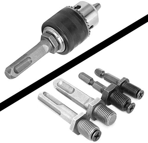 Bohrfutter-Adapter, 4 Stück Bohrfutter-Anschluss, Vierkant-Sechskant-Rundschaft-Adapter, Stangen-Konvertierungsadapter, Verlängerungsstange, Kraft, Vierkant-Antriebs-Stecknüsse