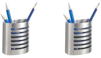 iDesign Stiftehalter, kleiner Schreibtisch Organizer aus Edelstahl, magnetischer Becher für Stifte und andere Utensilien, mattsilberfarben (85170) (Packung mit 2)