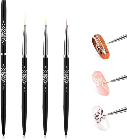 3 PCS Nail Liner Brush Set Nail Art Liner Brushes for Nail Art Thin Nail Polish Design Brush for Gel Polish French Manicure Strips Nail Paintings Tools