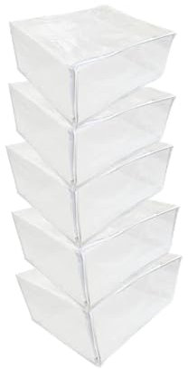 Clear Vinyl Zippered Storage Bags 25x21x11 Inch Set of 5
