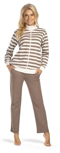 Consult-Tex Damen Pyjama Freizeitanzug Hausanzug Homewear Suit Jogginganzug Pyjama Baumwolle Reißverschluß DW770