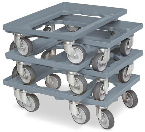 BRB 6X Logistikroller/Transportroller für Kisten 600x400 mm, Tragkraft 250 kg (grau)
