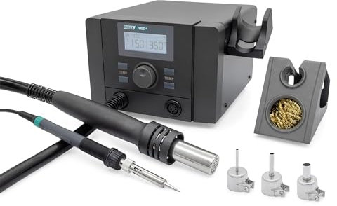 QUICK 709D+ 2in1 Reworkstation Sensor-geregelt und digital einstellbar 1350 Watt, Heißluft 100-500°C bis 50L/Min, 70 Watt Lötkolben bis 480°C - SMD Reworkstation - Standby - Auto-Kühlsystem