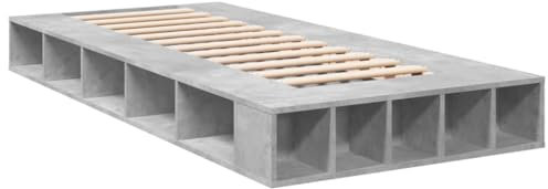 vidaXL Bettgestell, Bett mit Stauraum für Schlafzimmer, Bettrahmen mit Lattenrost, Schlafzimmerbett Einzelbett, Betongrau 90x200cm Holzwerkstoff