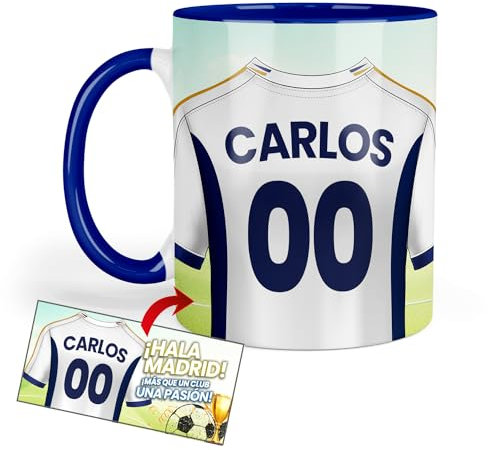 Kembilove Taza Personalizada de Fútbol | Regalo Original Madrid | Para Niños | Día del Padre | Tazas de Desayuno Personalizadas