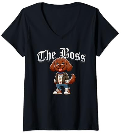 Damen Lagotto Romagnolo Hundejacke The Boss Cool Jacket Outfit Hund Mama T-Shirt mit V-Ausschnitt