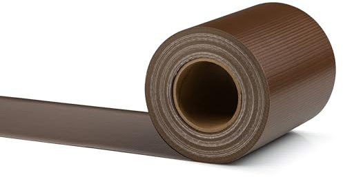 Electronicx PVC Sichtschutzstreifen Braun (RAL 8014) | Sichtschutz Zaunfolie Doppelstabmatten | 70m (2x35m) x 19 cm | 450g/m² | UV-beständig, Blickdicht, inkl. 40 Befestigungsclips