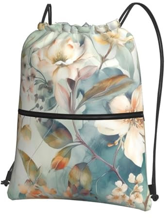 yomeeaaaa Rucksack mit Kordelzug, Turnbeutel, Kordelzugbeutel, handgezeichnetes Muster, Kordelzugbeutel für Reisen, Schwarz , One size