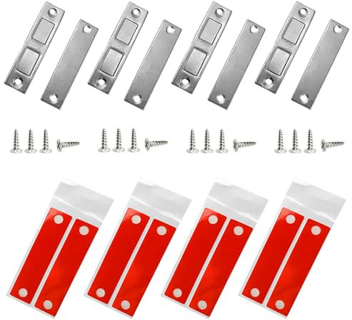 Euzuxu 4 Pack Cupboard Magnets, Ultra Thin Magnetic Door Catch, Invisible Closure for Kitchen Closet Sliding Door