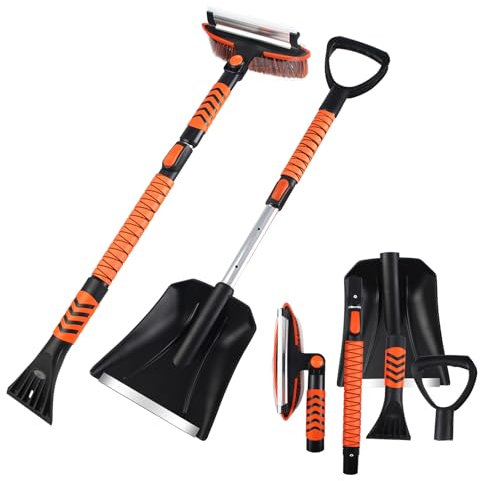 3 in 1 Auto Eiskratzer für Audi Q4 Etron 2022-pr, Abnehmbarer Eisschaber Eiskratzer Auto Mit Besen Ausziehbare Schnee Schneebesen Räumt Effektiv Schnee