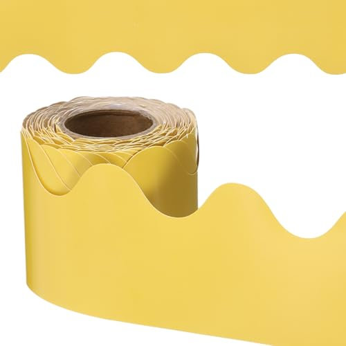 PATIKIL Bulletin Board Border, 41 Feet Poster Chalkboard Cork Decoration Trim Scalloped Borders Wall Decor for Classroom Office Locker, Yellow