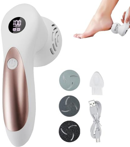 Dispositivo elettrico per rimuovere calli per piedi con pelle morta | Dispositivo per la rimozione automatica dei calli con display digitale a doppia velocità ricaricabile e spazio per riporre la polv