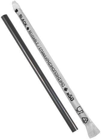 VEPATIM 500 Trinkhalme Kunststoff PP Mehrweg schwarz einzeln gehüllt 200 mm Ø 7mm