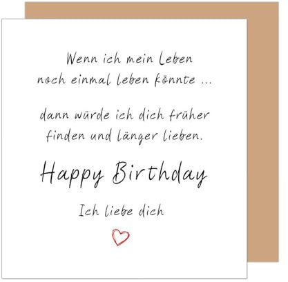 Edition Seidel Premium quadratische Geburtstagskarte mit Umschlag. Glückwunschkarte Billet Karte mit Spruch für Mann Frau Freund Freundin Ich liebe dich (GQ424 SW025)