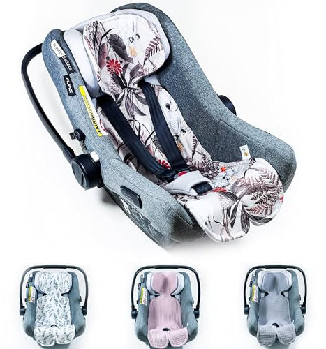 Atmungsaktive Sitzauflage für Babyschale Kinderautositz Kinderwagen Antischwitz, universal Gruppe 0+ (0-13kg) Gruppe I (9-18kg) 100% BAUMWOLLE VOGEL, Sitzeinlage Einlage Babyschale