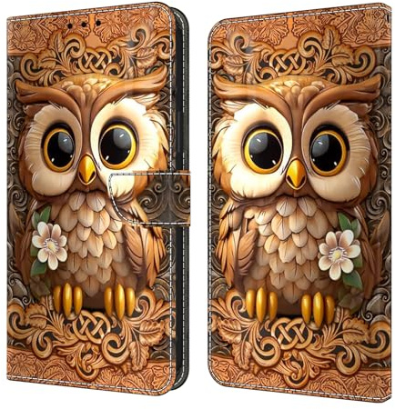 GLANDOTU Handyhülle für Samsung Galaxy S21 5G Hülle PU Leder Klapphülle Magnet Stoßfeste Kartenfach Klappbar Schutzhülle Kompatibel mit Samsung S21 5G,Eulen