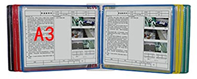 An Der Wand Montierter Aktenhalter, Hängender Wand-akten-Organizer, Dokumentendisplay-Halter A3 Mit 10 Paneelen Und 20 Taschen (PVC-Metall) 45 * 32 * 8cm, G