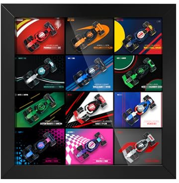 Acryl-Vitrine für L-e*g-o F1® Sammel-Rennwagen 71049, Mini-Rennsport-Displaybox (kein Modell) (anpassbarer Hintergrund) (schwarz)