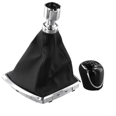 Honseadek Schaltknauf 6-Gang + Schaltmanschette Chromrahmen Upgrade auf Chromrahmen Schaltknauf Gamasche für Ford Kuga Max 6-Gang Design und komfortabel