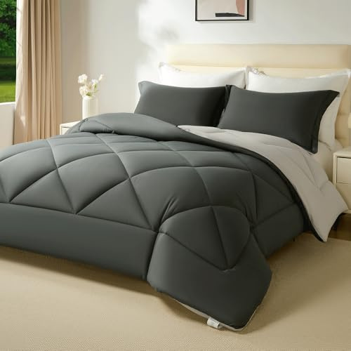 beeweed Reversible Edredón Cama 105/120 Invierno - Relleno Nórdico 200x200 cm de Fibra Oeko-Tex. 400 gr/m² para Cama 105x190, Fibra Suave y Transpirable, con 2 Fundas Almohada