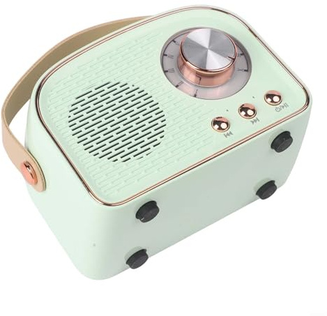 Portable Retro Wireless 5.0 Speaker with FM Radio, Stereo SOUNDs, Deep Bass, 500mAh Rechargeable Battery, USB/TF Card/AUX Playback, Vintage Design for Home or Tr(Green)