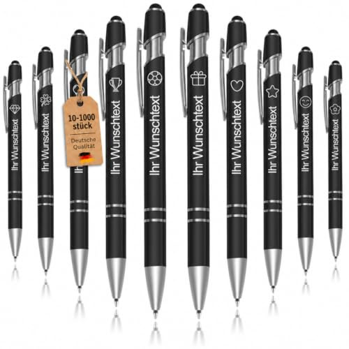 Truevaste 20er Personalisierte Kugelschreiber mit Gravur, 2in1 Metall-Kugelschreiber Touchpen mit Logo Name, Werbegeschenke für Unternehmen, Geschenk für Studenten Lehrer Kollegen, Blau Tinte 1 mm