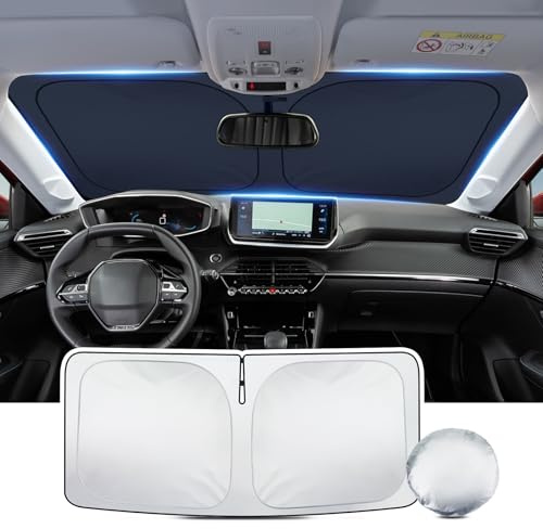 LANGBEAN [Actualizado] Parasol para Parabrisas Peugeot 208 E-208 2019-2026, Parasol Plegable Bloquea Rayos UV & Calor, Protector Visor Solar Accesorio Verano