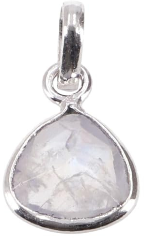 GURU SHOP Zierlicher Silber Anhänger mit geschliffenem Halbedelstein | Eleganter Kettenanhänger, filigran gearbeitet, einzigartiges Design, Meisterwerk indischer Schmuckkunst, ideal für Frauen.