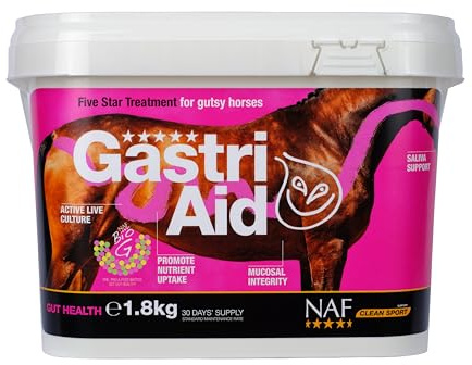NAF Five Star GastriAid 1,8 kg – Tägliches Magen‑Ergänzungsfuttermittel für Pferde – Unterstützt die Magenschleimhaut, die Darmgesundheit & den Verdauungskomfort – Mit Präbiotika & Probiotika