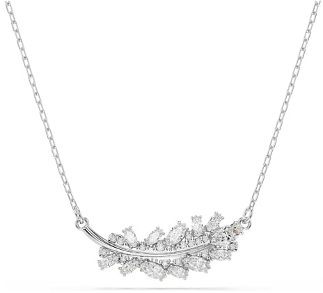 Swarovski Vienna Kollektion, Mixed Cuts, Feder, Weiß, Rhodiniert