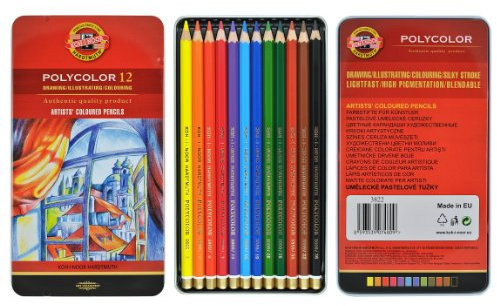 Koh-i-noor Polycolor 12 Artists' Colored Pencils. 3822 by Koh-I-Noor