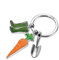 TROIKA Schlüsselanhänger Garden Love Garten Gärtner Gummistiefel, Gartenschaufel, Möhre – Glücksbringer als Geschenk für Hobbygärtner – hochwertiger Metallguss verchromt und Emaille – grün, orange