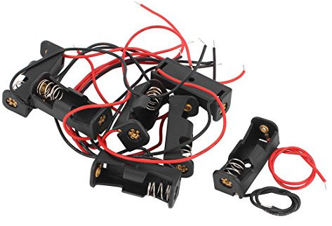 sourcingmap Dual Wires Spring Clip Black Plastic Batteries Case Holder for 12V/23A N Battery 7Pcs