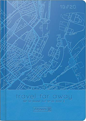 Baier & Schneider Brunnen 1072984200 „City“, Schülerkalender/Wochenkalender 2019/2020, 2 Seiten = 1 Woche, Blattgröße 14, 8 x 21 cm, A5, Kunstleder-Einband, Blau