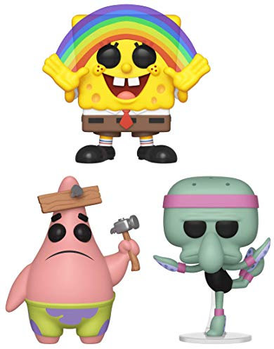 Funko Pop! Animation: Spongebob Squarepants - Spongebob Rainbow, Patrick with Board and Squidward Ballerina - Set of 3 -