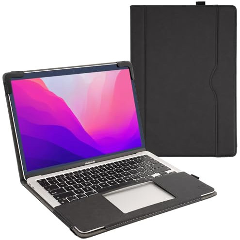 TYTX Leather Case Compatible with MacBook Air 13.3 Inch 2010-2017 A1466/A1369, Premium PU Leather Laptop Sleeve Protective Folio Book Cover, Black
