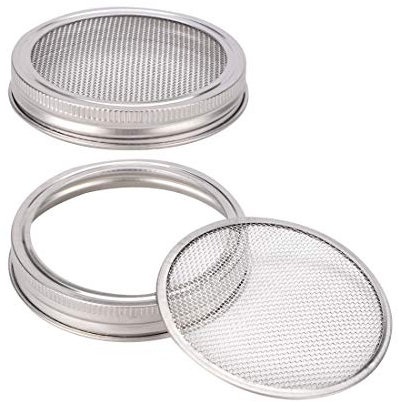 sourcing map 2pcs Stainless Steel Sprouting Jar Lids for Wide Mouth Mason Canning Jar Cups Strainer Screen for Canning Jars and Seed Sprouting