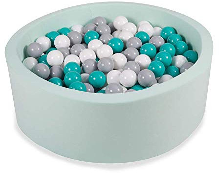 Angelove Piscina di Palline per Bambini 7cm Tondo 90x30cm/200 Palline Menta: Turchese/Grigio/Bianco
