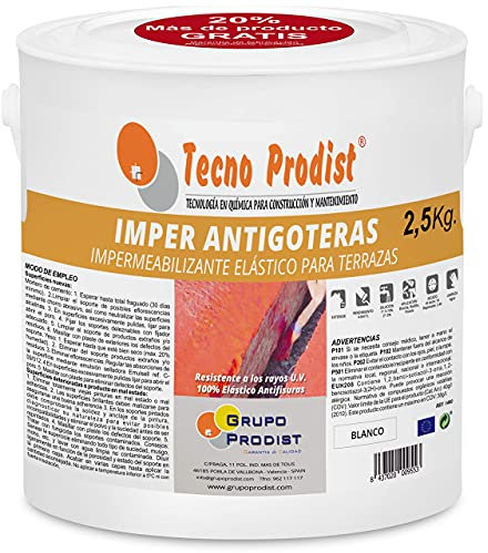 IMPER ANTIGOTERAS DE TECNO PRODIST - (2,5 Kg BLANCO) - Impermeabilizante elástico para terrazas - caucho - impermeabilización y rehabilitacion