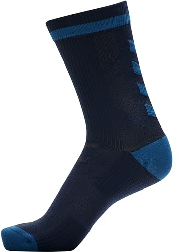 hummel Unisex Elite Indoor Sock Low Pa Sock, Dark Sapphire/Blue Coral, 43-45