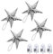 Papierstern Weihnachtsstern Papier Adventsstern Silber Lampenschirm Hohl 30CM Faltsterne mit Mini LED Lichter 4 Set Weihnachtsbaum Weihnachten Hochzeit Geburtstag Party Dekoration