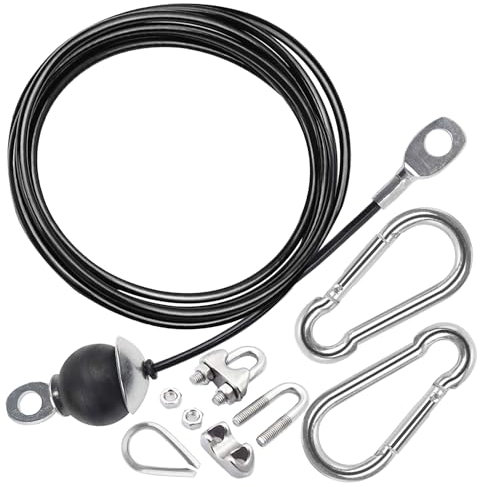Taeku Gym Kabel, Draht Fitnessgerät Stahlseil für Latzug Kabelzug Seilzug Fitness Home Gym Riemenscheiben System LAT Maschine Pulldown Fitness (2.5M+Zubehör)