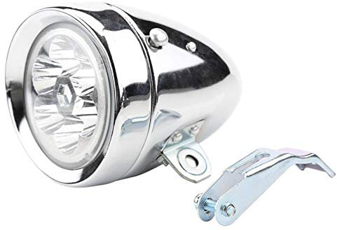 Luz de Bicicleta de 6 LED, luz Delantera de Bicicleta Vintage, Faro Brillante para Linterna(Silver)
