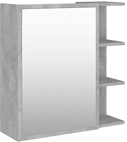vidaXL Bad Spiegelschrank Badspiegel Badschrank Wandschrank Spiegel Wandspiegel Badezimmerschrank Schrank Betongrau 62,5x20,5x64cm Holzwerkstoff