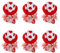 I LOVE FANCY DRESS Adults Football Hat - Pack of 6 - Red & White Football Hat with Attached Red & White Hair - Adults Sports Supporters World Cup Euros Accessory