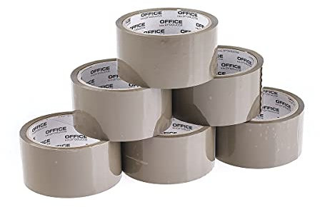 OFFICER PRODUCTS 15025031-18 Lot de 6 rouleaux de ruban adhésif d'emballage - Couleur : marron - Largeur : 48 mm - Longueur : 46 m - Ruban d'emballage en polypropylène coloré avec colle acrylique -
