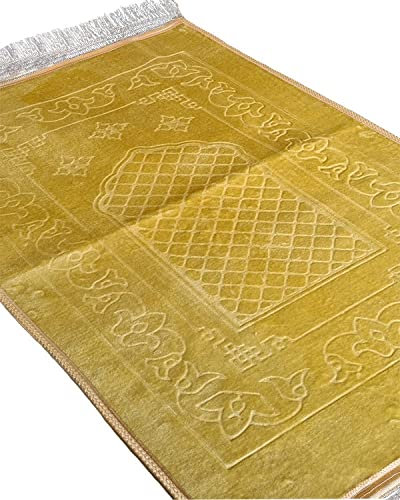 Sehr weich Gebetsteppich Sejjade Seccade Farbecht Namazlik (Gelb)