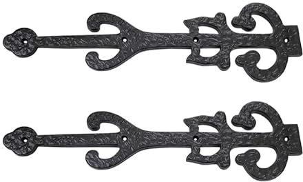 Adonai Hardware Izehar Scharnier-Fronten aus antikem Gusseisen, 38,1 cm, 2 Stück, schwarz pulverbeschichtet, für Vintage-Scheunentüren, Tore, Möbel, Garage, Rollläden und Zäune