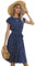 BOUTIKS Kleid Damen Sommer Elegant Rundhalsausschnitt Kurzarm Plissee A-Linie Polka Dot Kleid mit Gürtel, S
