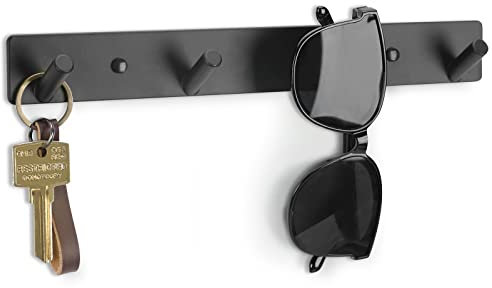 Lwenki Schlüsselhalter für Wand, Schlüsselbrett mit 4 Schlüsselhaken zum Aufhängen von Schlüsselringen, Hundeleine, Regenschirm, Sonnenbrille Schlüsselaufhänger mit Befestigungsmaterial für Glas,
